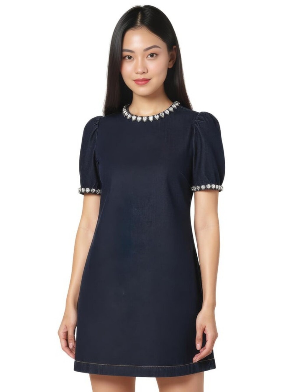 Zimmermann Women's Blue Embellished Deearl-Trim Dress Size S/ 1 - Picture 3 of 12